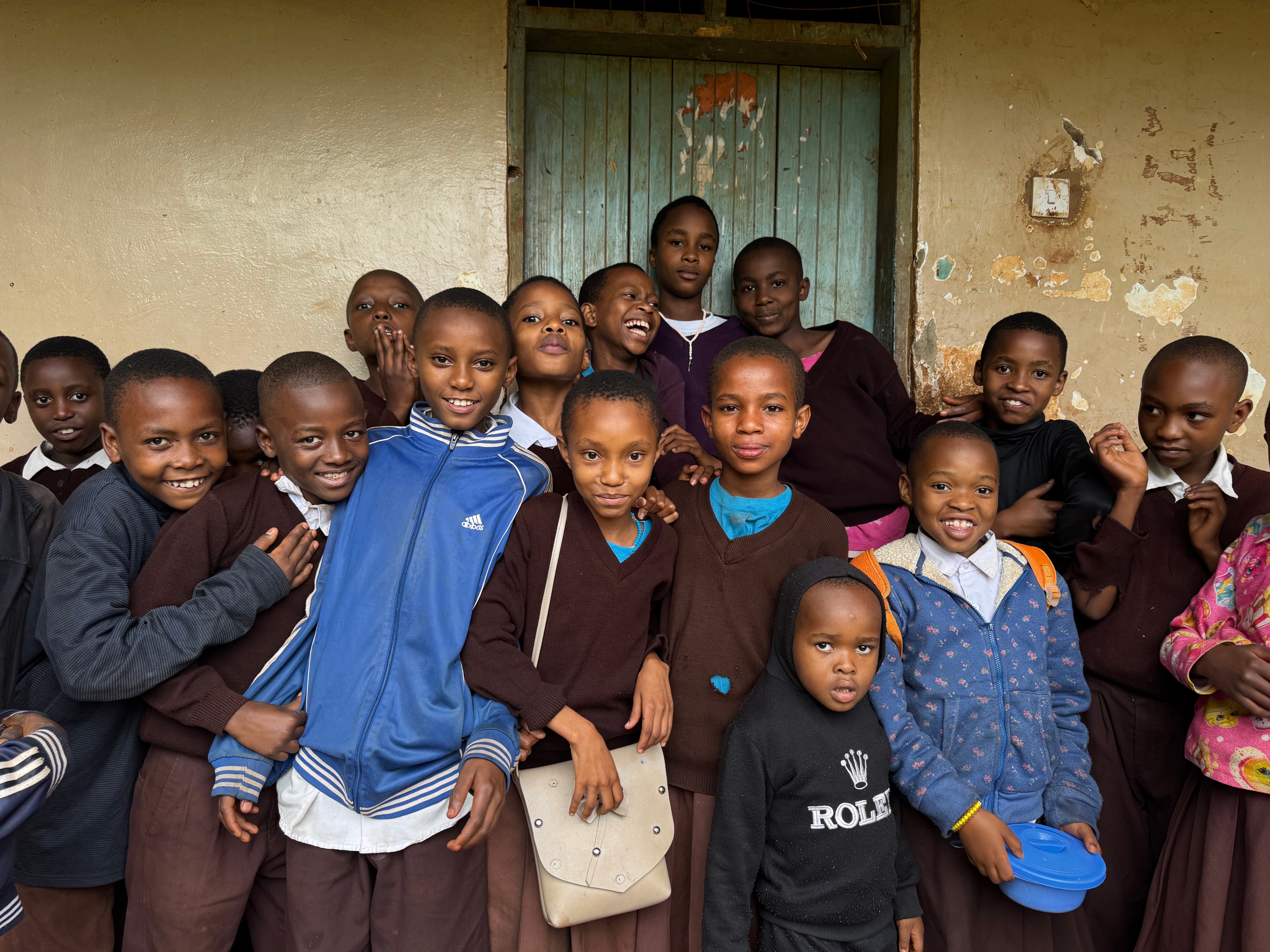 Students gathering at the school